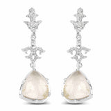 15.97 Carat Genuine Golden Rutile And White Topaz .925 Sterling Silver Earrings - Fashion Apparel 