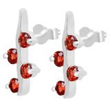 Elegant Sterling Silver Earring With Gold Plating And Garnet Stones - Fashion Apparel 