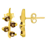 Studded Sterling Silver Drop Earrings With Multiple Amethyst Stones - Fashion Apparel 