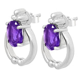 Rhodium Plated Sterling Silver Earrings With Gleaming Peridot Stones - Fashion Apparel 