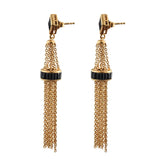 Dangler Style Sterling Silver Yellow Gold Rhodium Plated Earring With Black Spinel Gemstones. - Fashion Apparel 