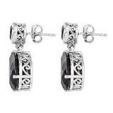 Polished Black Spinel Gemstones Crafted In Premium Quality Rhodium Plated Sterling Silver Earring. - Fashion Apparel 