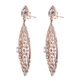 Elegant Sterling Silver Earring With Rose Gold Rhodium Plating And Petalite, Iolite, Natural White Zircon Gemstones. - Fashion Apparel 