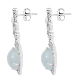 Milky Aquamarine And White Topaz Gemstones Crafted In Rhodium Plated Sterling Silver Earring. - Fashion Apparel 