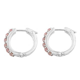 Jeweled With Pink Opal Sterling Silver Earring With Enduring Rhodium Plating. - Fashion Apparel 