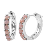 Jeweled With Pink Opal Sterling Silver Earring With Enduring Rhodium Plating. - Fashion Apparel 
