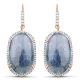 14K Rose Gold Plated 28.08 Carat Genuine Labradorite And White Topaz .925 Sterling Silver Earrings - Fashion Apparel 
