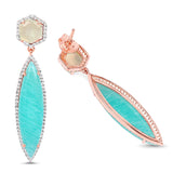 14K Rose Gold Plated 17.14 Carat Genuine Amazonite, Prehnite And White Topaz .925 Sterling Silver Earrings - Fashion Apparel 