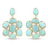 14K Yellow Gold Plated 25.73 Carat Genuine Amazonite .925 Sterling Silver Earrings - Fashion Apparel 