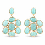 14K Yellow Gold Plated 25.73 Carat Genuine Amazonite .925 Sterling Silver Earrings - Fashion Apparel 