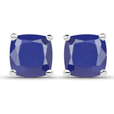 6.60 Carat Emerald, Glass Filled Ruby and Glass Filled Sapphire .925 Sterling Silver Earrings - Fashion Apparel 