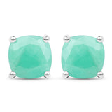 6.60 Carat Emerald, Glass Filled Ruby and Glass Filled Sapphire .925 Sterling Silver Earrings - Fashion Apparel 