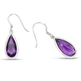 10.10 Carat Genuine Amethyst .925 Sterling Silver Earrings - Fashion Apparel 