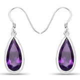 10.10 Carat Genuine Amethyst .925 Sterling Silver Earrings - Fashion Apparel 