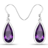 10.10 Carat Genuine Amethyst .925 Sterling Silver Earrings - Fashion Apparel 