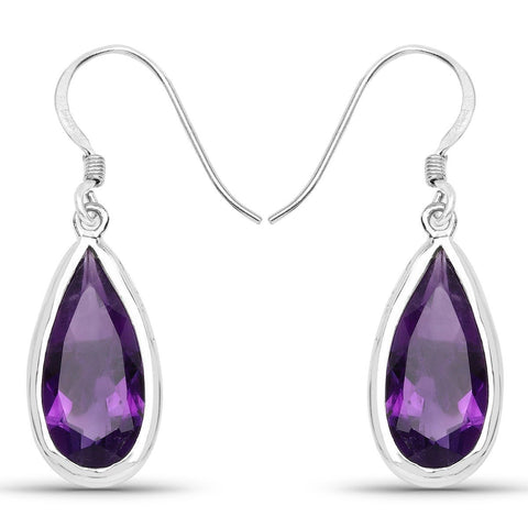 10.10 Carat Genuine Amethyst .925 Sterling Silver Earrings - Fashion Apparel 