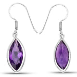 8.16 Carat Genuine Amethyst .925 Sterling Silver Earrings - Fashion Apparel 
