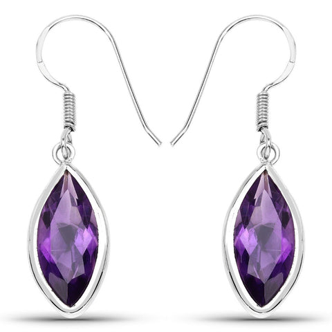 8.16 Carat Genuine Amethyst .925 Sterling Silver Earrings - Fashion Apparel 