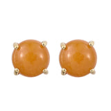 Yellow Jade Gemstones Studded Sterling Silver Earring With Yellow Gold Plating. - Fashion Apparel 