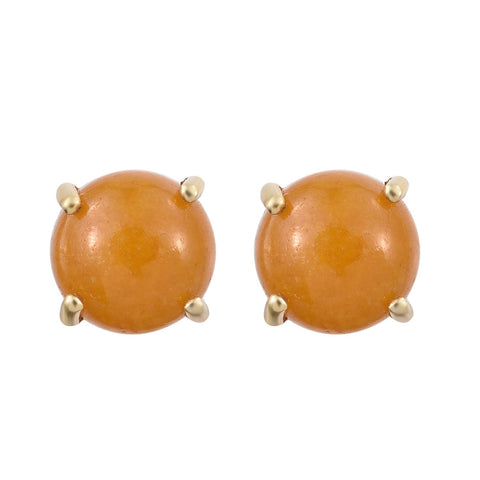 Yellow Jade Gemstones Studded Sterling Silver Earring With Yellow Gold Plating. - Fashion Apparel 