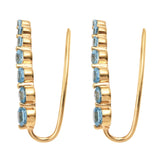 Swiss Blue Topaz Stud Earrings Plated With Yellow Gold Rhodium In Sterling Silver - Fashion Apparel 