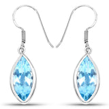 9.76 Carat Genuine Blue Topaz .925 Sterling Silver Earrings - Fashion Apparel 