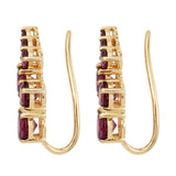 Rhodolite Garnet Earrings Plated With Yellow Gold Rhodium In Sterling Silver. - Fashion Apparel 