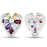 3.13 Carat Genuine Multi Stones .925 Sterling Silver Earrings - Fashion Apparel 