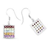 4.32 Carat Genuine Multi Stones .925 Sterling Silver Earrings - Fashion Apparel 