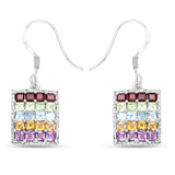 4.32 Carat Genuine Multi Stones .925 Sterling Silver Earrings - Fashion Apparel 