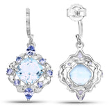 5.58 Carat Genuine Blue Topaz and Tanzanite .925 Sterling Silver Earrings - Fashion Apparel 