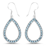 4.10 Carat Genuine London Blue Topaz .925 Sterling Silver Earrings - Fashion Apparel 