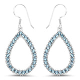 4.10 Carat Genuine London Blue Topaz .925 Sterling Silver Earrings - Fashion Apparel 