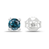 0.25 Carat Genuine Blue Diamond .925 Sterling Silver Earrings - Fashion Apparel 