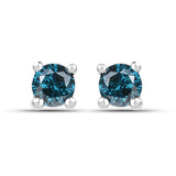 0.25 Carat Genuine Blue Diamond .925 Sterling Silver Earrings - Fashion Apparel 