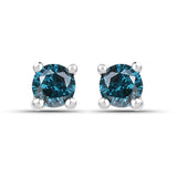 0.25 Carat Genuine Blue Diamond .925 Sterling Silver Earrings - Fashion Apparel 