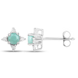 0.58 Carat Genuine Emerald and White Diamond .925 Sterling Silver Earrings - Fashion Apparel 