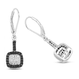 0.44 Carat Genuine Black Diamond and White Diamond .925 Sterling Silver Earrings - Fashion Apparel 