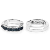 0.68 Carat Genuine Blue Diamond and White Diamond .925 Sterling Silver Earrings - Fashion Apparel 