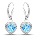 4.20 Carat Genuine Swiss Blue Topaz .925 Sterling Silver Earrings - Fashion Apparel 