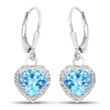 4.20 Carat Genuine Swiss Blue Topaz .925 Sterling Silver Earrings - Fashion Apparel 
