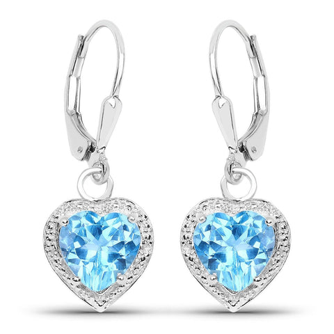 4.20 Carat Genuine Swiss Blue Topaz .925 Sterling Silver Earrings - Fashion Apparel 