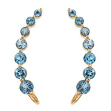 Swiss Blue Topaz Stud Earrings Plated With Yellow Gold Rhodium In Sterling Silver - Fashion Apparel 