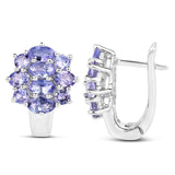 3.48 Carat Genuine Tanzanite .925 Sterling Silver Earrings - Fashion Apparel 