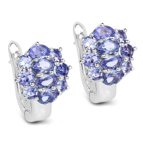 3.48 Carat Genuine Tanzanite .925 Sterling Silver Earrings - Fashion Apparel 