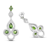 2.28 Carat Genuine Chrome Diopside and White Topaz .925 Sterling Silver Earrings - Fashion Apparel 
