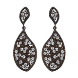 White Topaz, Sterling Silver Black Ruthenium Polished Dangle Earrings. - Fashion Apparel 