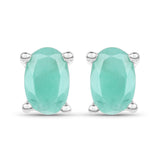 2.96 Carat Emerald, Glass Filled Ruby and Glass Filled Sapphire .925 Sterling Silver Earrings - Fashion Apparel 