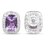 2.86 Carat Genuine Amethyst and White Topaz .925 Sterling Silver Earrings - Fashion Apparel 