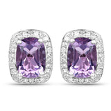 2.86 Carat Genuine Amethyst and White Topaz .925 Sterling Silver Earrings - Fashion Apparel 